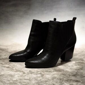 Indigo Black Textured Ankle Booties